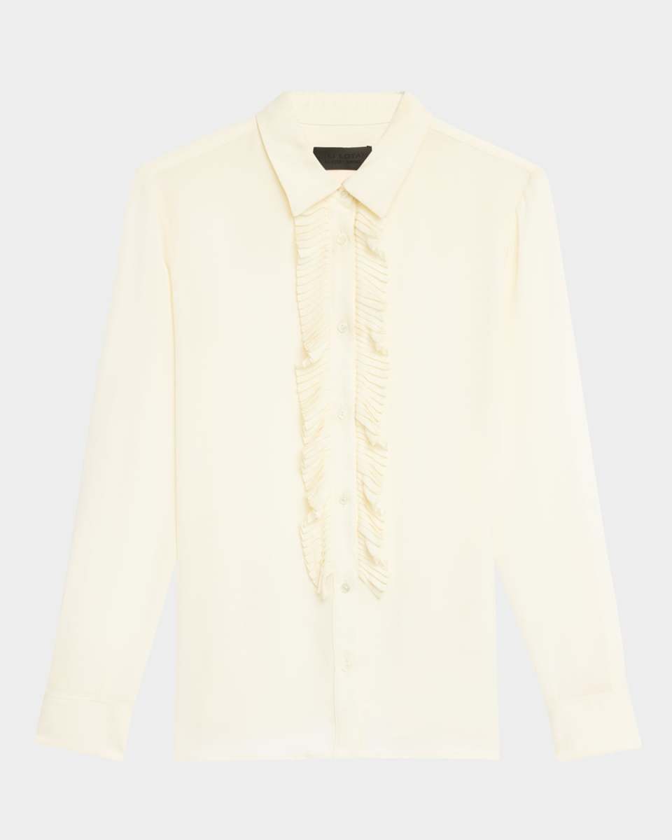 Danika Ruffle Button Down Silk Top